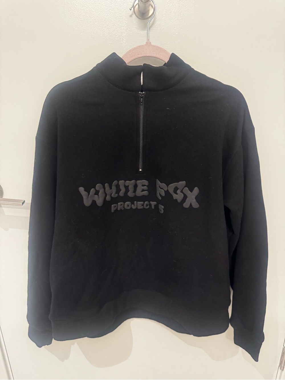 White Fox Black Half-Zip Sweatshirt